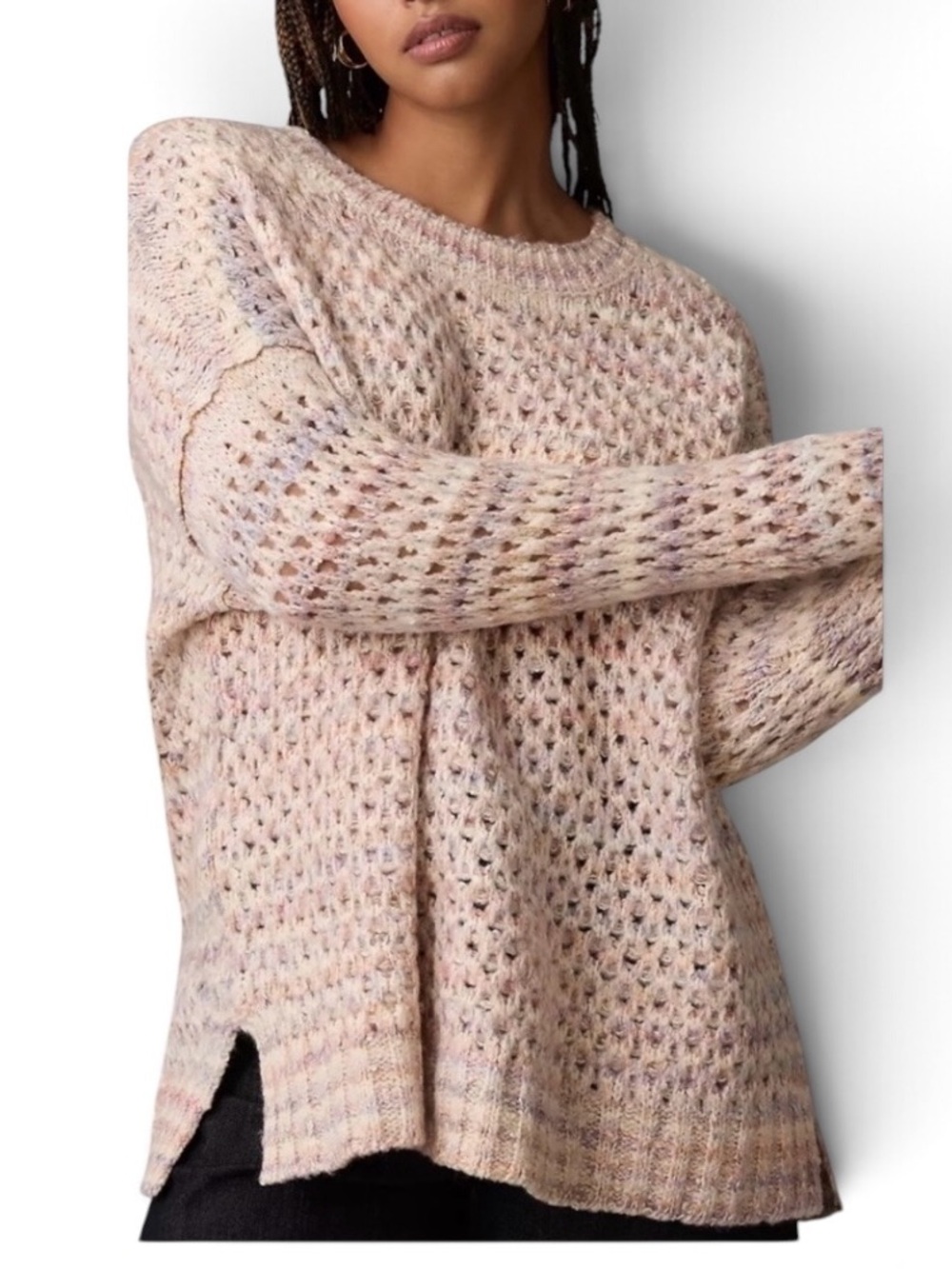 ANTHROPOLOGIE Oversized Mesh
Stitch Open Weave Sweater Size Small
